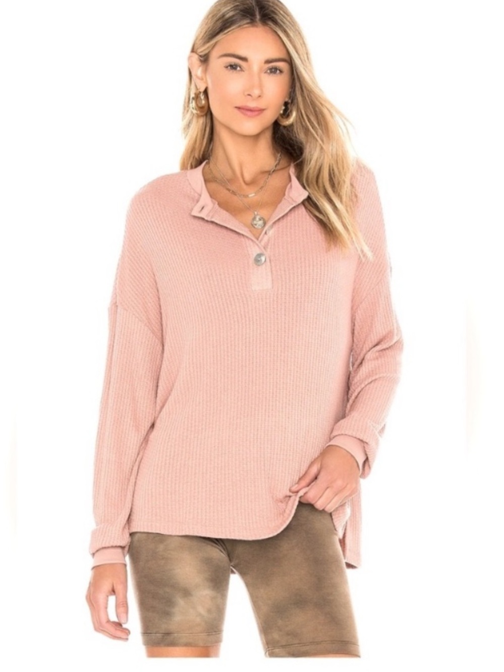 Lovers + Friends Waffle Oversized Hensley in Terracotta